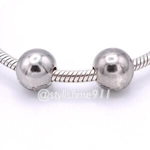 Two Authentic PANDORA Retired Black Rhodium Sphere Clips - 791000BR